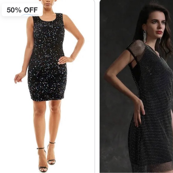 Gorgeous Gold embossed design on Black Mini Cocktail Dress with side Zip🔥🔥🔥 - Picture 4 of 10